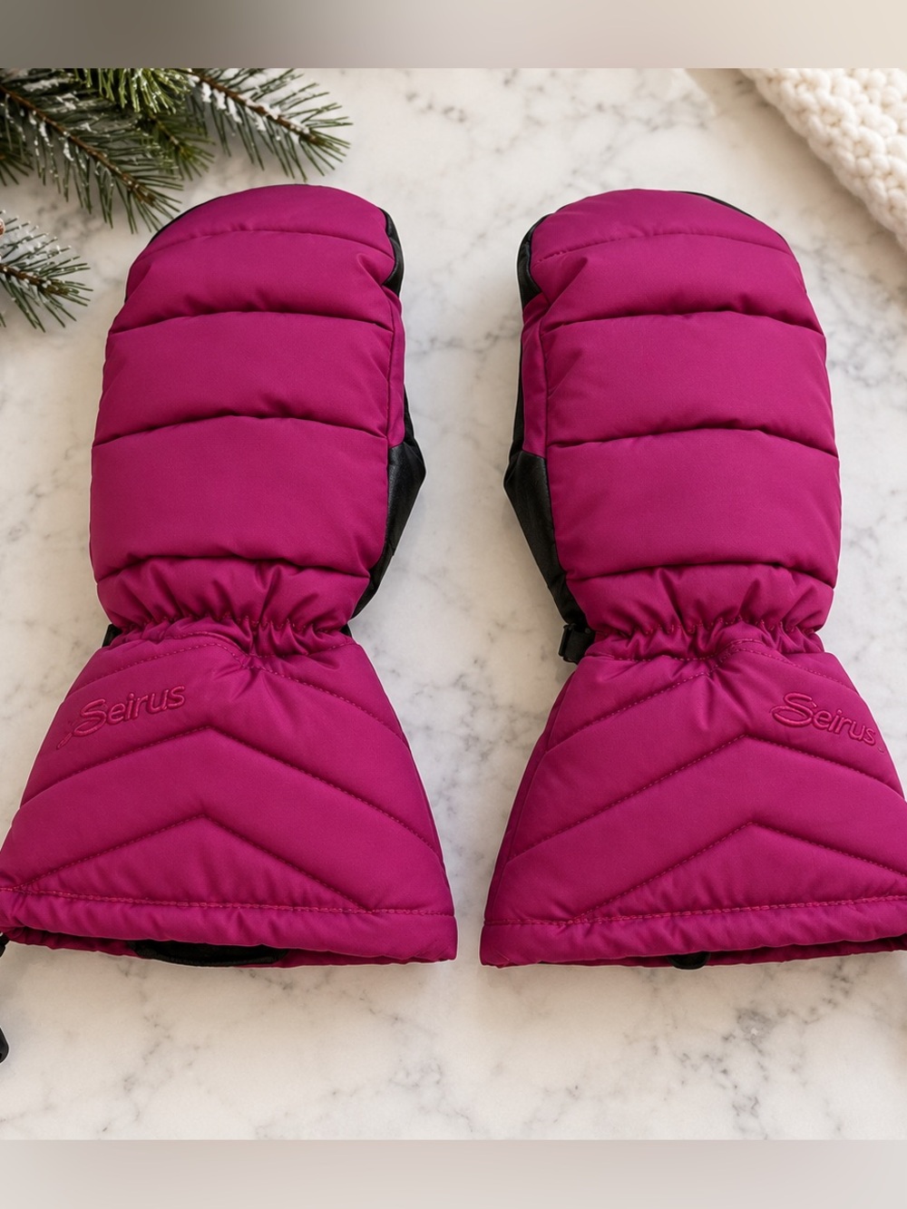 Seirus Waterproof Winter Mittens - Magenta fur lined.